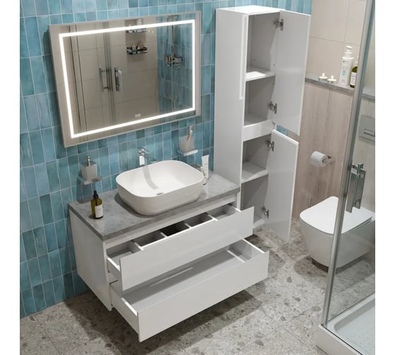 Подвесная тумба со столешницей и накладной раковиной BelBagno KRAFT 100 KRAFT100BO-KEPMGL-1302-SET