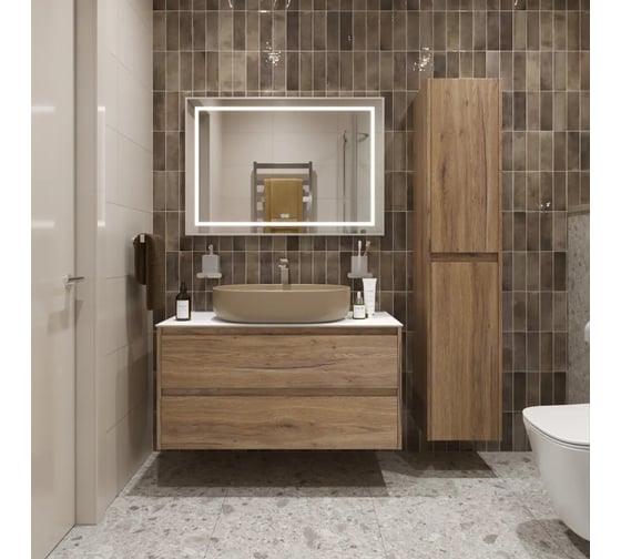 Подвесная тумба со столешницей и накладной раковиной BelBagno KRAFT 100 KRAFT100RT-KEPBO-1084H316-SET