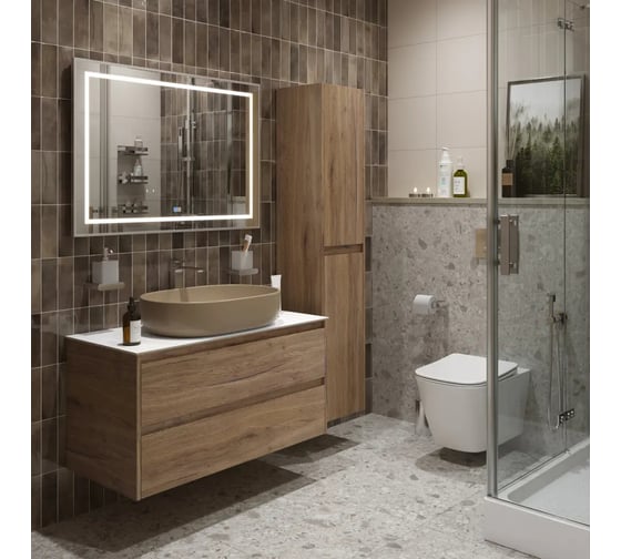 Подвесная тумба со столешницей и накладной раковиной BelBagno KRAFT 100 KRAFT100RT-KEPBO-1084H316-SET