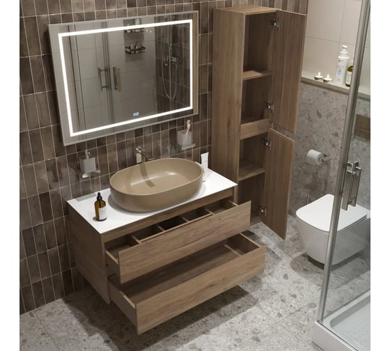 Подвесная тумба со столешницей и накладной раковиной BelBagno KRAFT 100 KRAFT100RT-KEPBO-1084H316-SET