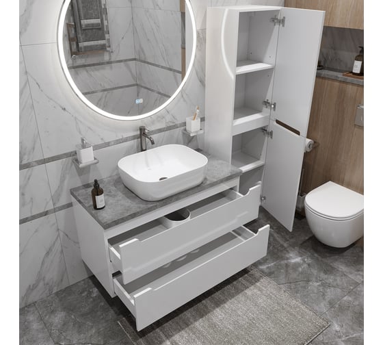Тумба подвесная со столешницей и накладной раковиной BelBagno ETNA 100 ETNA100BL-KEPMGL-1302-SET