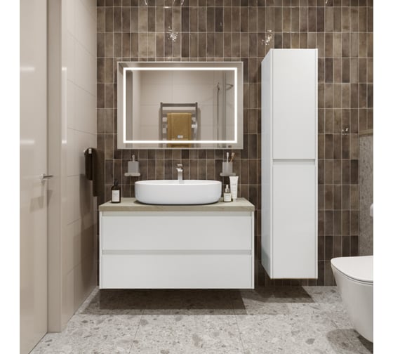 Подвесная тумба со столешницей и накладной раковиной BelBagno KRAFT 100 KRAFT100BO-KEPMCO-1084-SET