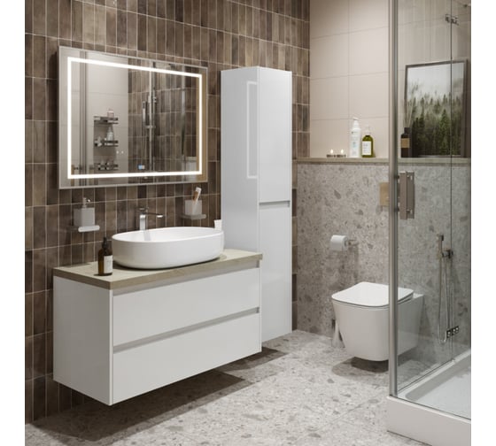 Подвесная тумба со столешницей и накладной раковиной BelBagno KRAFT 100 KRAFT100BO-KEPMCO-1084-SET