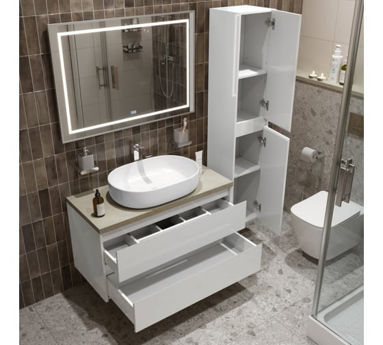 Подвесная тумба со столешницей и накладной раковиной BelBagno KRAFT 100 KRAFT100BO-KEPMCO-1084-SET