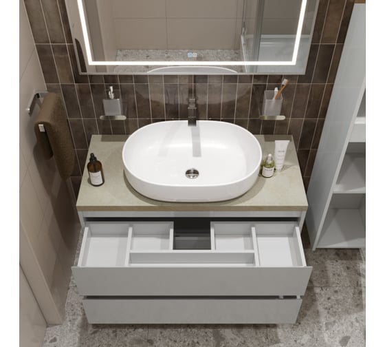 Подвесная тумба со столешницей и накладной раковиной BelBagno KRAFT 100 KRAFT100BO-KEPMCO-1084-SET