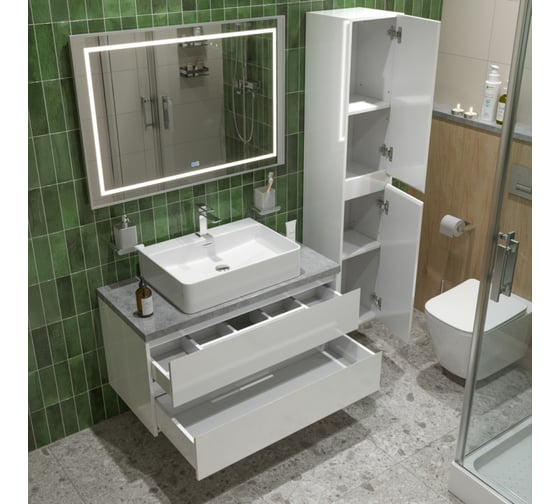 Подвесная тумба со столешницей и накладной раковиной BelBagno KRAFT 100 KRAFT100BO-KEPMGL-1338-SET