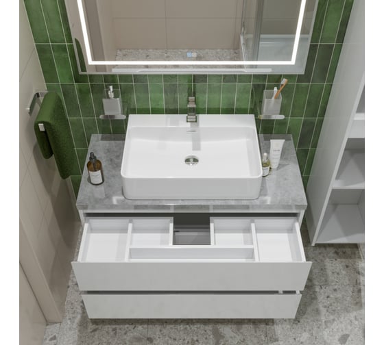 Подвесная тумба со столешницей и накладной раковиной BelBagno KRAFT 100 KRAFT100BO-KEPMGL-1338-SET 1