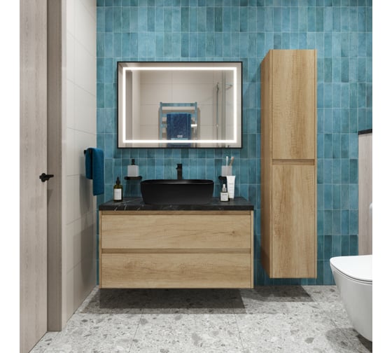 Подвесная тумба со столешницей и накладной раковиной BelBagno KRAFT 100 KRAFT100RNN-KEPMNO-1302-H301-SET