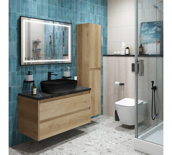 Подвесная тумба со столешницей и накладной раковиной BelBagno KRAFT 100 KRAFT100RNN-KEPMNO-1302-H301-SET