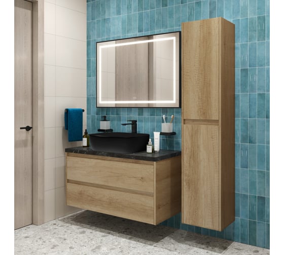 Подвесная тумба со столешницей и накладной раковиной BelBagno KRAFT 100 KRAFT100RNN-KEPMNO-1302-H301-SET