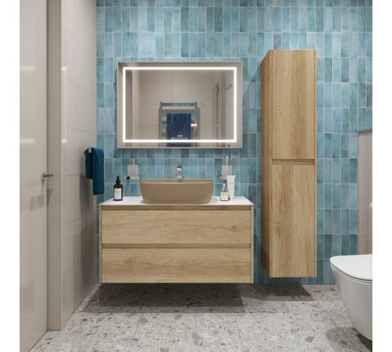 Подвесная тумба со столешницей и накладной раковиной BelBagno KRAFT 100 KRAFT100RNN-KEPBO-1302H316-SET