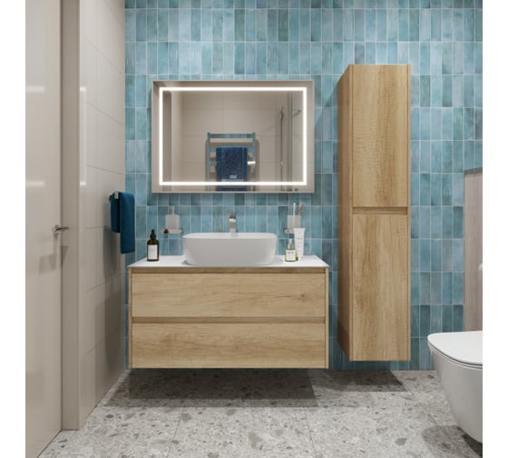 Подвесная тумба со столешницей и накладной раковиной BelBagno KRAFT 100 KRAFT100RNN-KEPBO-1302-SET