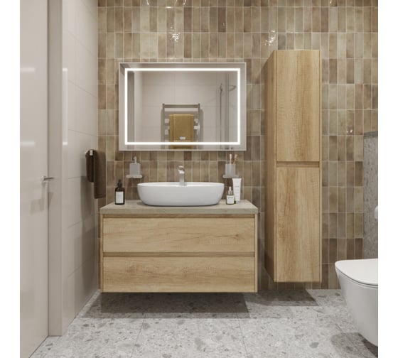 Подвесная тумба со столешницей и накладной раковиной BelBagno KRAFT 100 KRAFT100RNN-KEPMCO-1346-SET