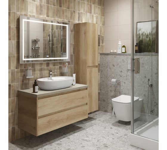 Подвесная тумба со столешницей и накладной раковиной BelBagno KRAFT 100 KRAFT100RNN-KEPMCO-1346-SET