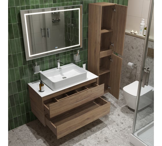 Подвесная тумба со столешницей и накладной раковиной BelBagno KRAFT 100 KRAFT100RT-KEPBO-1338-SET