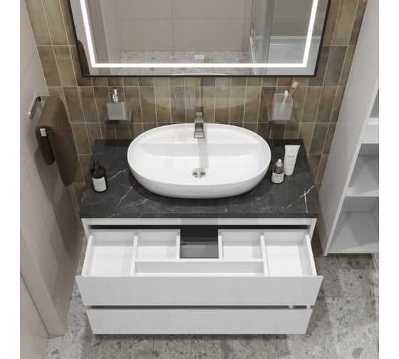 Подвесная тумба со столешницей и накладной раковиной BelBagno KRAFT 100 KRAFT100BO-KEPMNO-1346-SET