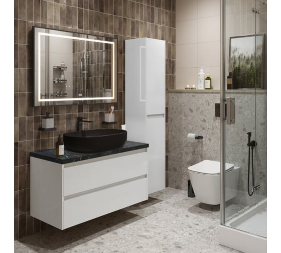 Подвесная тумба со столешницей и накладной раковиной BelBagno KRAFT 100 KRAFT100BO-KEPMNO-1084H301-SET