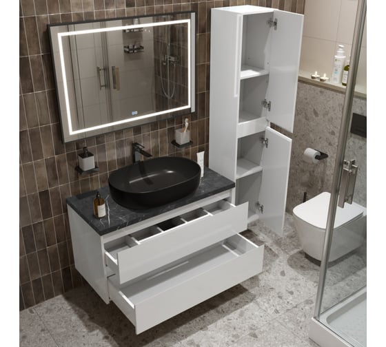 Подвесная тумба со столешницей и накладной раковиной BelBagno KRAFT 100 KRAFT100BO-KEPMNO-1084H301-SET