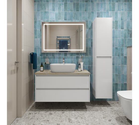 Подвесная тумба со столешницей и накладной раковиной BelBagno KRAFT 100 KRAFT100BO-KEPMCO-1302-SET