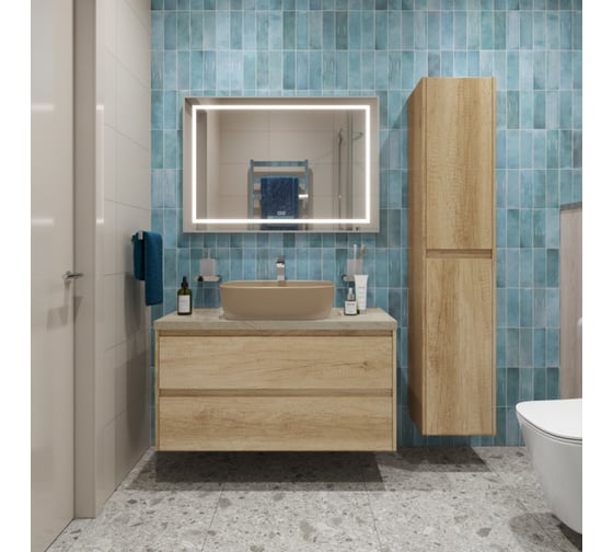 Подвесная тумба со столешницей и накладной раковиной BelBagno KRAFT 100 KRAFT100RNN-KEPMCO-1302H316-SET