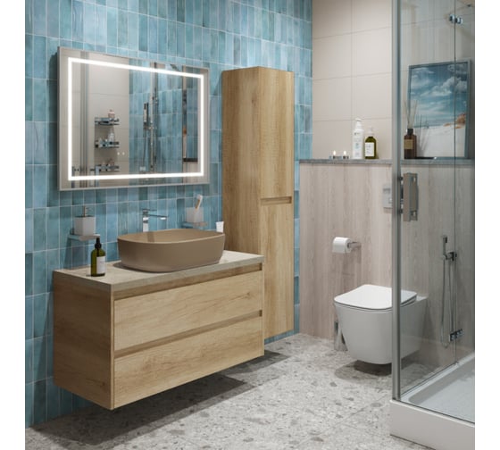 Подвесная тумба со столешницей и накладной раковиной BelBagno KRAFT 100 KRAFT100RNN-KEPMCO-1302H316-SET
