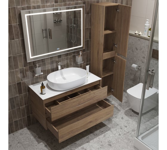 Подвесная тумба со столешницей и накладной раковиной BelBagno KRAFT 100 KRAFT100RT-KEPBO-1084-SET