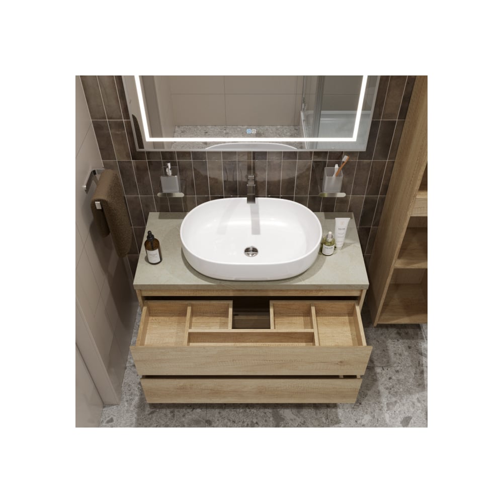 Подвесная тумба со столешницей и накладной раковиной BelBagno KRAFT 100 ...