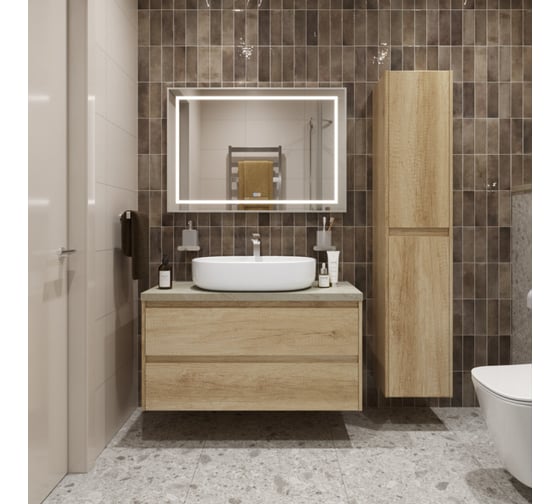 Подвесная тумба со столешницей и накладной раковиной BelBagno KRAFT 100 KRAFT100RNN-KEPMCO-1084-SET