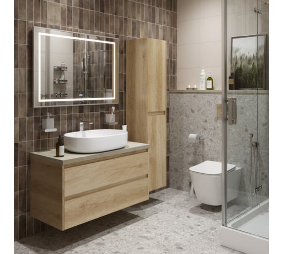 Подвесная тумба со столешницей и накладной раковиной BelBagno KRAFT 100 KRAFT100RNN-KEPMCO-1084-SET