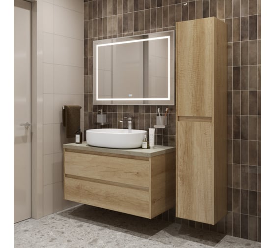 Подвесная тумба со столешницей и накладной раковиной BelBagno KRAFT 100 KRAFT100RNN-KEPMCO-1084-SET