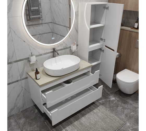 Тумба подвесная со столешницей и накладной раковиной BelBagno ETNA 100 ETNA100BL-KEPMCO-1084-SET