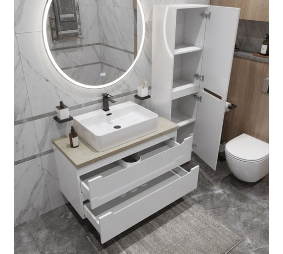 Тумба подвесная со столешницей и накладной раковиной BelBagno ETNA 100 ETNA100BL-KEPMCO-1338-SET