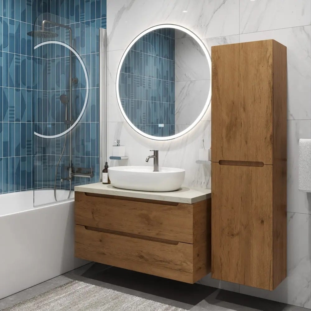 Тумба подвесная со столешницей и накладной раковиной BelBagno ETNA 100 ...