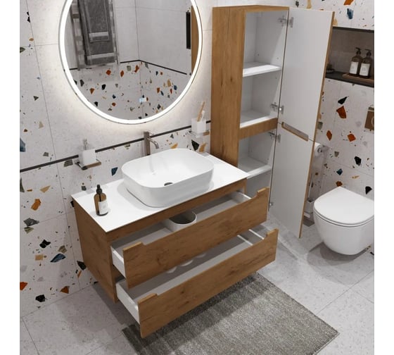 Тумба подвесная со столешницей и накладной раковиной BelBagno ETNA 100 ETNA100RW-KEPBO-1302-SET 1
