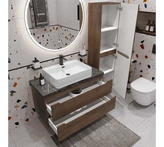 Тумба подвесная со столешницей и накладной раковиной BelBagno ETNA 100 ETNA100RW-KEPMNO-1338-SET