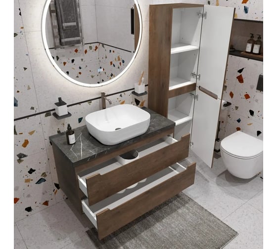 Тумба подвесная со столешницей и накладной раковиной BelBagno ETNA 100 ETNA100RW-KEPMNO-1302-SET