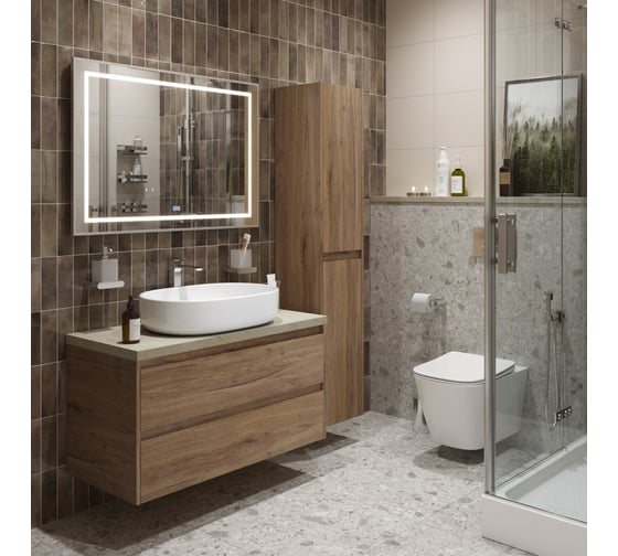 Подвесная тумба со столешницей и накладной раковиной BelBagno KRAFT 100 KRAFT100RT-KEPMCO-1084-SET