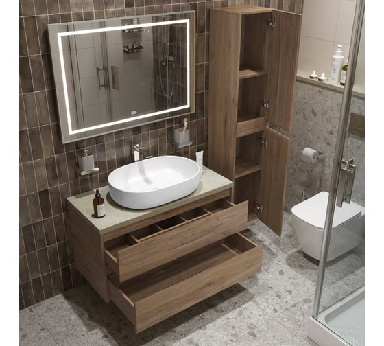 Подвесная тумба со столешницей и накладной раковиной BelBagno KRAFT 100 KRAFT100RT-KEPMCO-1084-SET
