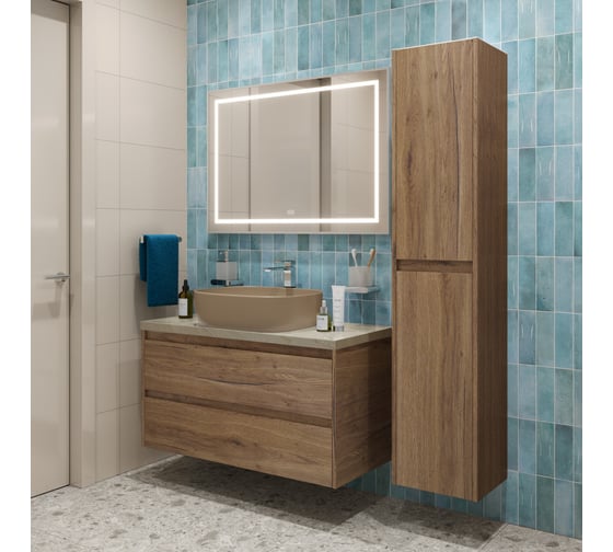 Подвесная тумба со столешницей и накладной раковиной BelBagno KRAFT 100 KRAFT100RT-KEPMCO-1302H316-SET