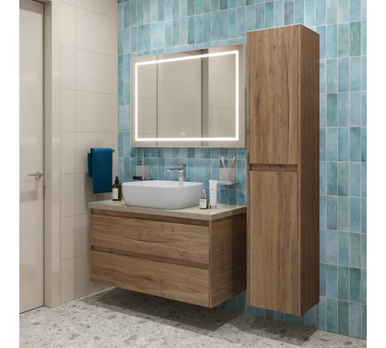 Подвесная тумба со столешницей и накладной раковиной BelBagno KRAFT 100 KRAFT100RT-KEPMCO-1302-SET