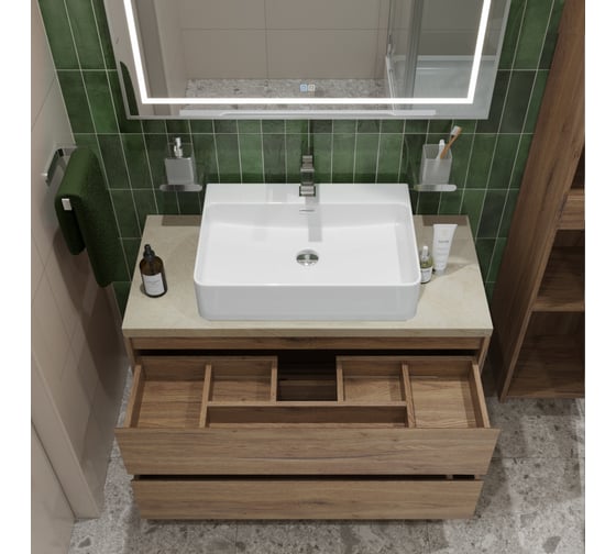 Подвесная тумба со столешницей и накладной раковиной BelBagno KRAFT 100 KRAFT100RT-KEPMCO-1338-SET