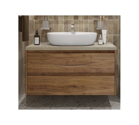Подвесная тумба со столешницей и накладной раковиной BelBagno KRAFT 100 KRAFT100RT-KEPMCO-1346-SET