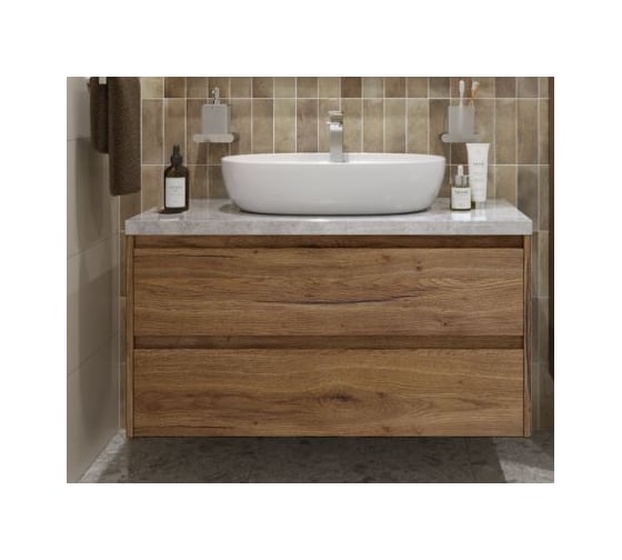 Подвесная тумба со столешницей и накладной раковиной BelBagno KRAFT 100 KRAFT100RT-KEPMGL-1346-SET