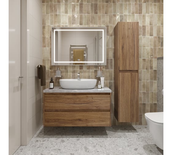 Подвесная тумба со столешницей и накладной раковиной BelBagno KRAFT 100 KRAFT100RT-KEPMGL-1346-SET