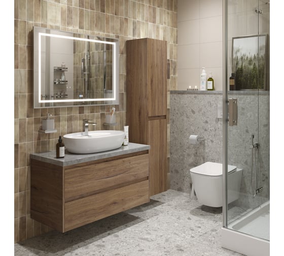 Подвесная тумба со столешницей и накладной раковиной BelBagno KRAFT 100 KRAFT100RT-KEPMGL-1346-SET