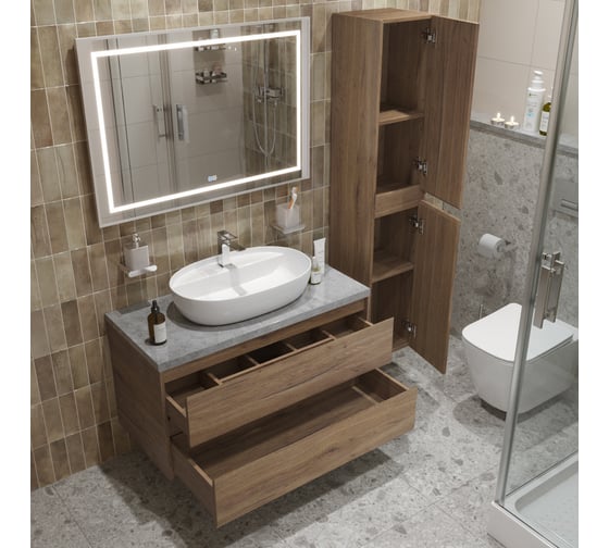 Подвесная тумба со столешницей и накладной раковиной BelBagno KRAFT 100 KRAFT100RT-KEPMGL-1346-SET