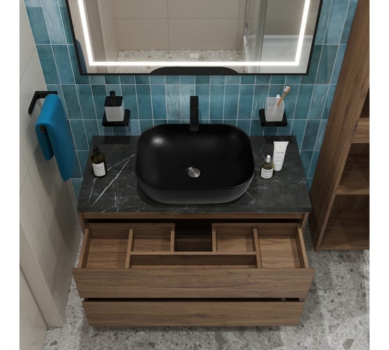 Подвесная тумба со столешницей и накладной раковиной BelBagno KRAFT 100 KRAFT100RT-KEPMNO-1302-H301-SET