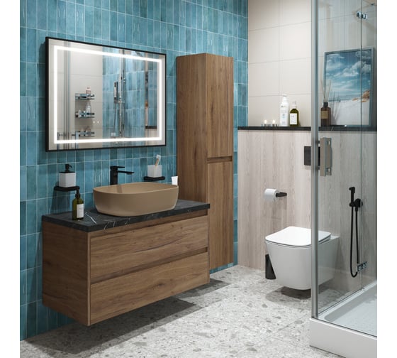 Подвесная тумба со столешницей и накладной раковиной BelBagno KRAFT 100 KRAFT100RT-KEPMNO-1302-H316-SET