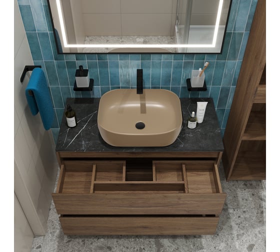 Подвесная тумба со столешницей и накладной раковиной BelBagno KRAFT 100 KRAFT100RT-KEPMNO-1302-H316-SET