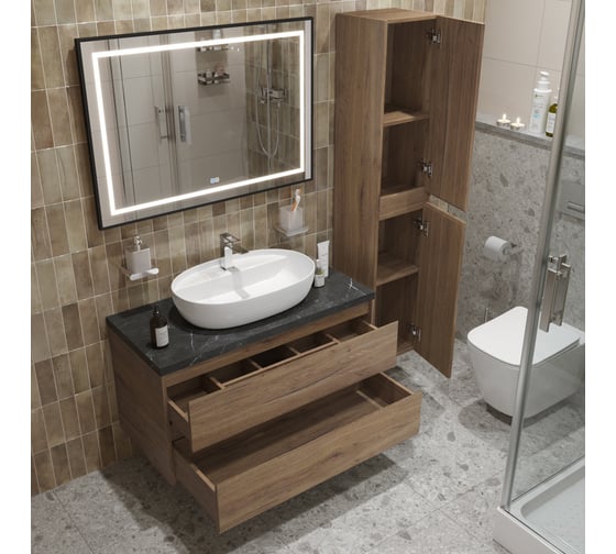 Подвесная тумба со столешницей и накладной раковиной BelBagno KRAFT 100 KRAFT100RT-KEPMNO-1346-SET